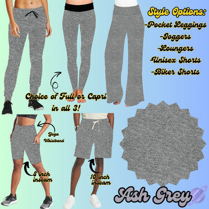 ASH GREY - LEGGING/JOGGER/LOUNGER/SHORTS - COLOR DENIM RUN PREORDER CLOSING 1/22