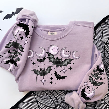 BAT MOON - CREW SWEATSHIRT W/ SLEEVE PRINT