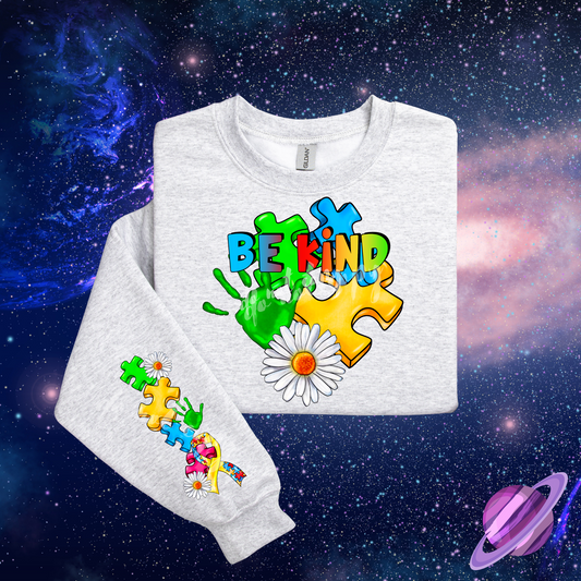 BE KIND FRONT & SLEEVE DESIGN SWEATSHIRT
