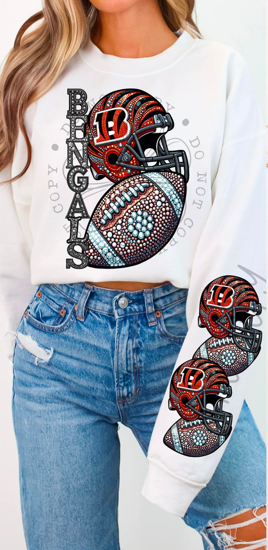 BLING CINCI BENG 1 CREWNECK SWEATSHIRT W/ SLEEVE PRINT