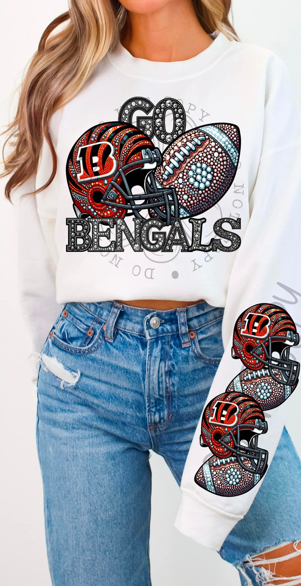 BLING CINCI BENG 2 CREWNECK SWEATSHIRT W/ SLEEVE PRINT