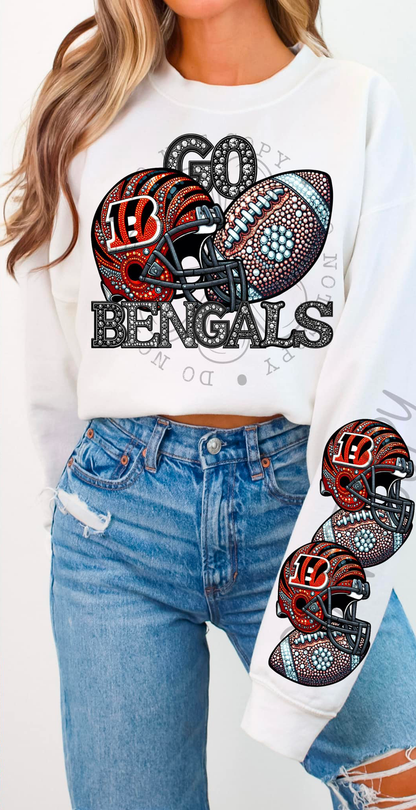 BLING CINCI BENG 2 CREWNECK SWEATSHIRT W/ SLEEVE PRINT
