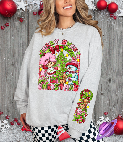 BERRY SWEET SWEATSHIRT W/ SLEEVE PRINT