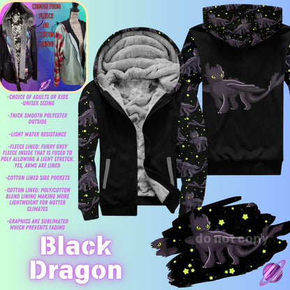 JACKET RUN 14-BLACK DRAGON-FLEECE OR COTTON LINER-PREORDER CLOSING 12/16