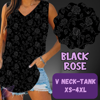 BLACK ROSE-PATTERN PANEL OUTFIT RUN-SOFT CLOSE 7/10 HARD CLOSE 7/12