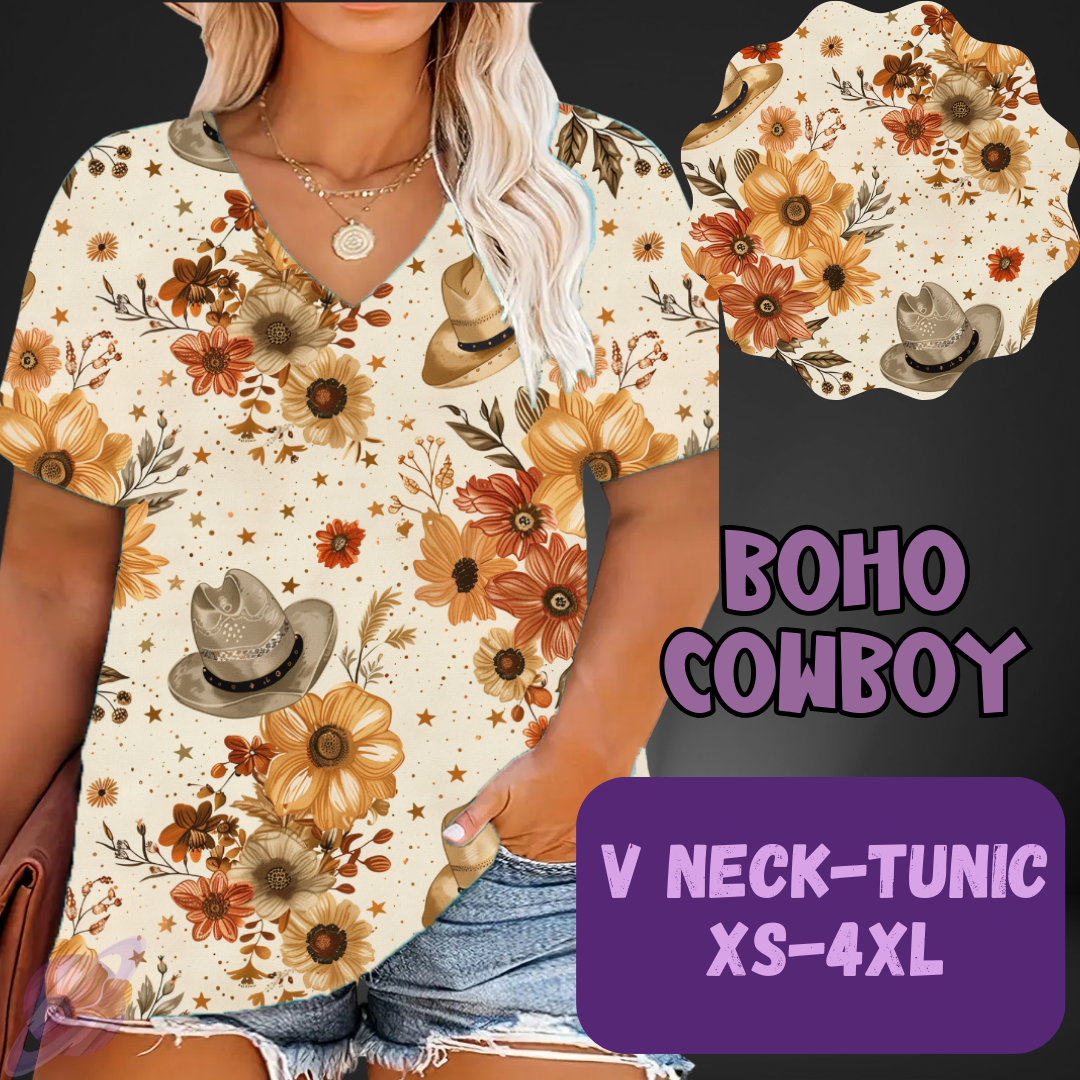 BOHO COWBOY-PATTERN PANEL OUTFIT RUN-SOFT CLOSE 7/10 HARD CLOSE 7/12