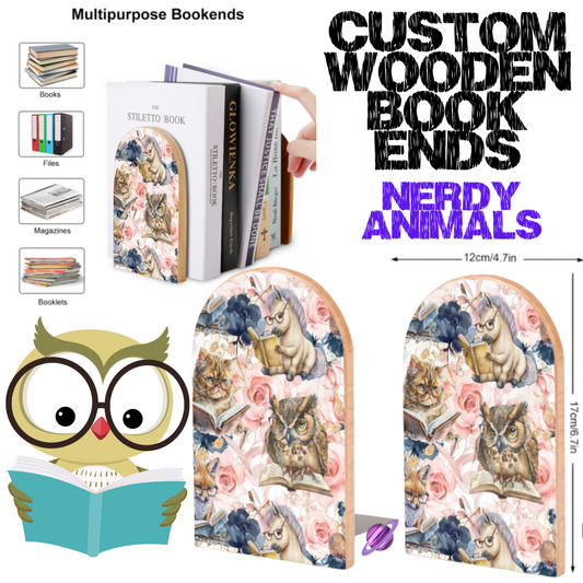 NERDY ANIMALS - WOODEN BOOK ENDS PREORDER CLOSING 7/10