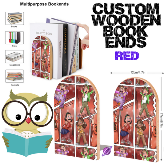 RED - WOODEN BOOK ENDS PREORDER CLOSING 7/10