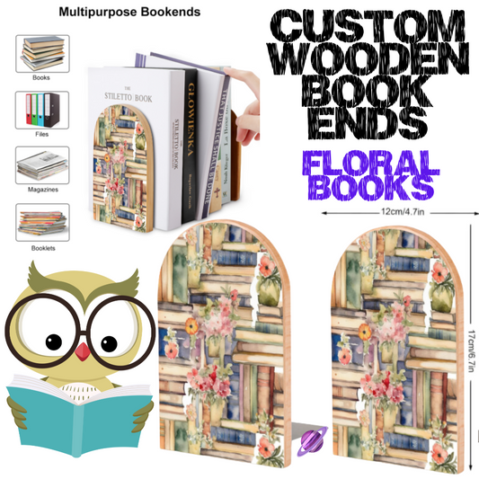 FLORAL BOOKS - WOODEN BOOK ENDS PREORDER CLOSING 7/10
