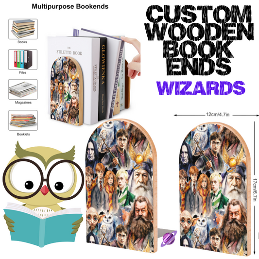 WIZARDS - WOODEN BOOK ENDS PREORDER CLOSING 7/10
