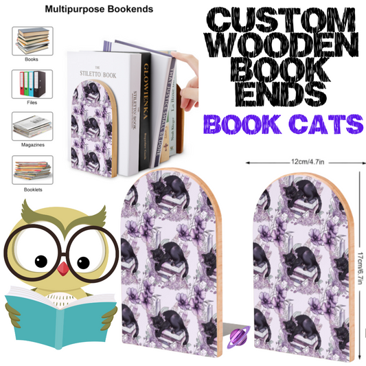 BOOK CATS - WOODEN BOOK ENDS PREORDER CLOSING 7/10
