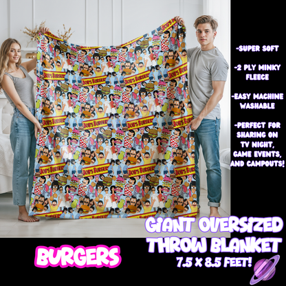 BURGERS - GIANT SHAREABLE THROW BLANKETS ROUND 10-PREORDER CLOSING 12/2