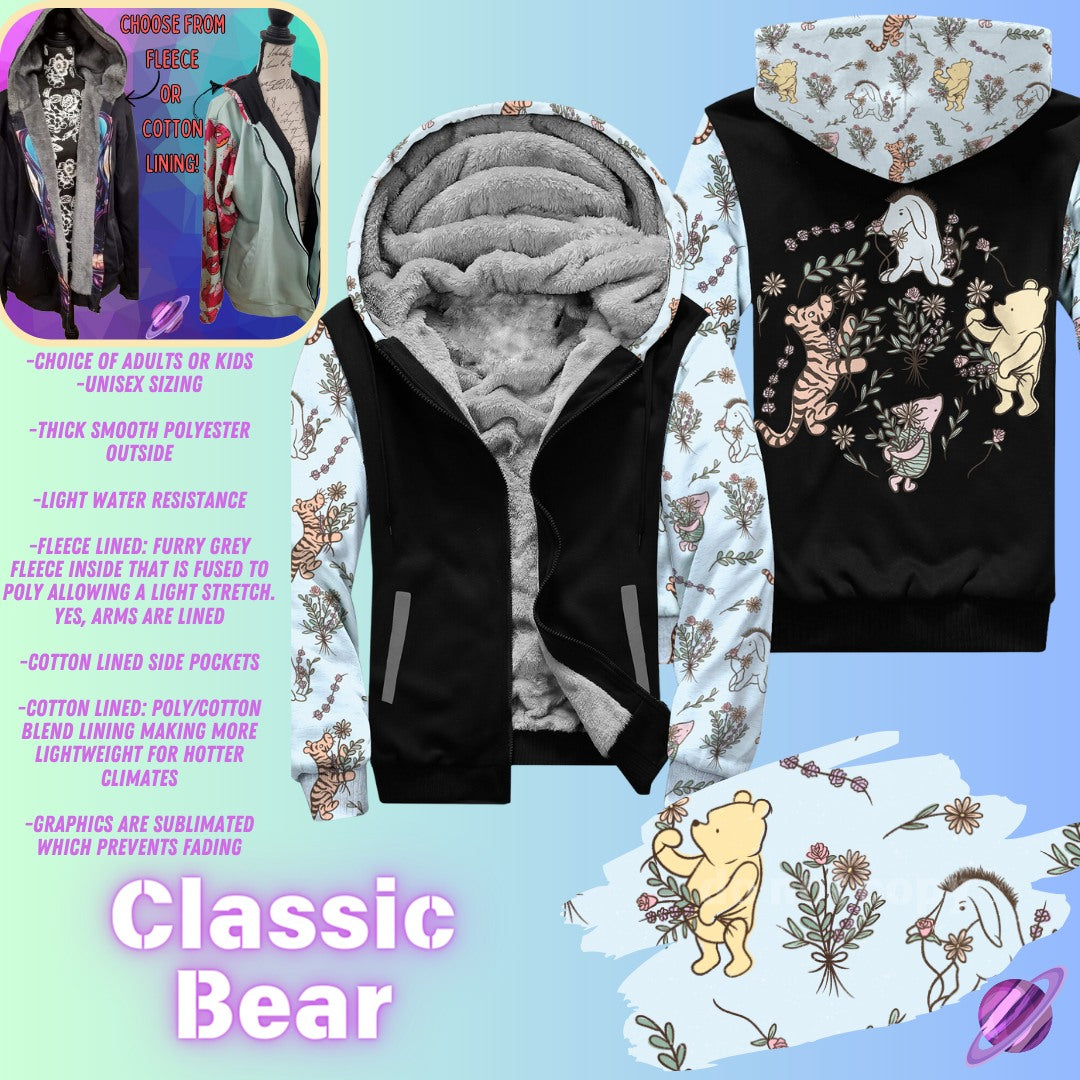 JACKET RUN 14-CLASSIC BEAR-FLEECE OR COTTON LINER-PREORDER CLOSING 12/16
