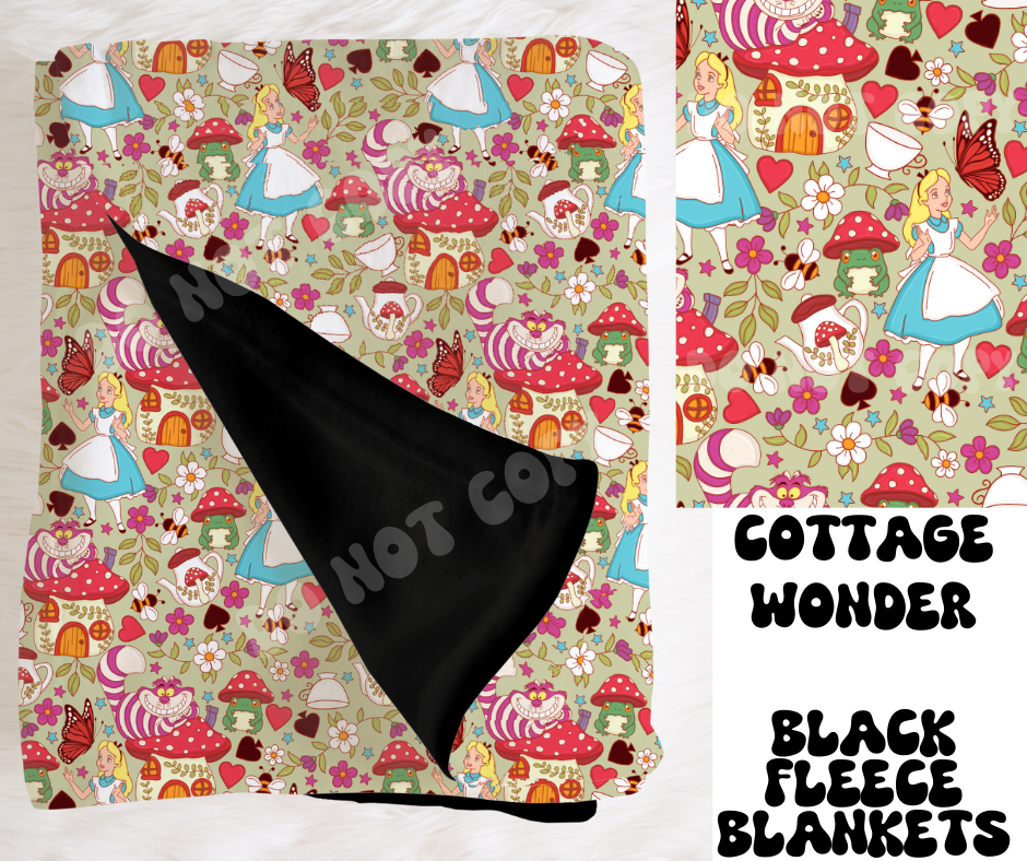 COTTAGE WONDER- SOFT BLACK FLEECE THROW BLANKET