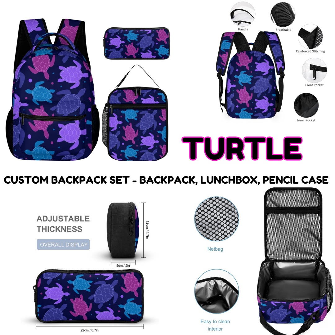 TURTLE-3 PIECE BACKPACK SET-PREORDER CLOSING 7/3