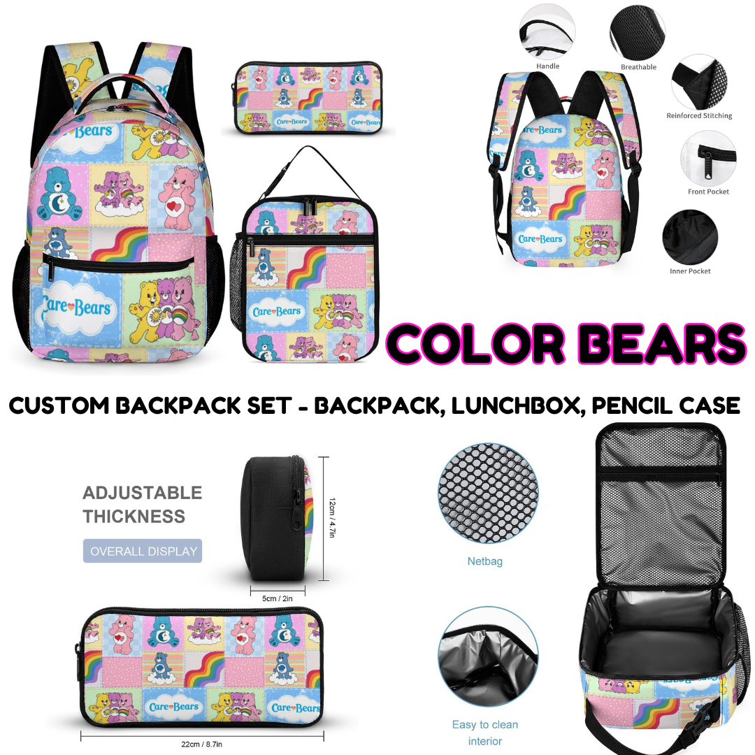 COLOR BEARS-3 PIECE BACKPACK SET-PREORDER CLOSING 7/3