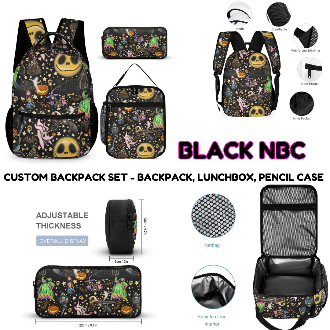 BLACK NBC-3 PIECE BACKPACK SET-PREORDER CLOSING 7/3
