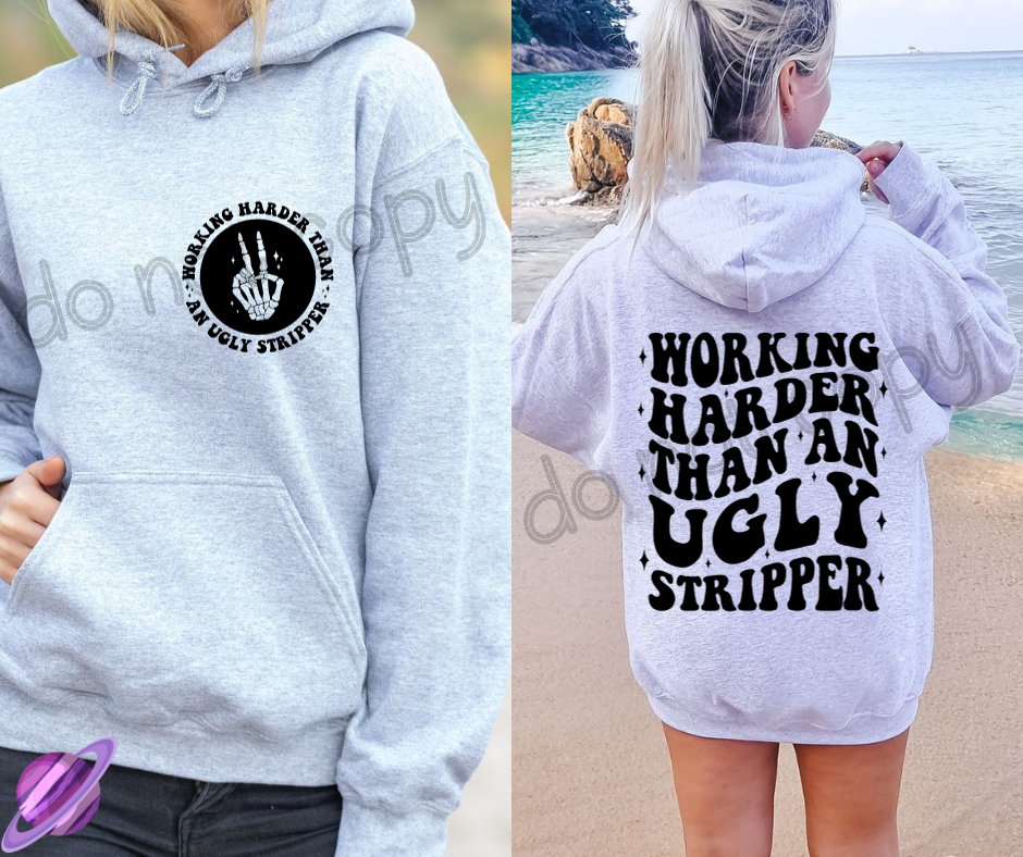 WORKING HARDER HOODIE DOUBLE SIDED PRINT