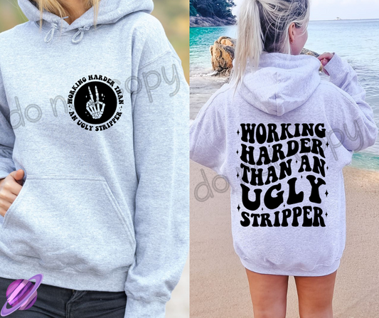 WORKING HARDER HOODIE DOUBLE SIDED PRINT