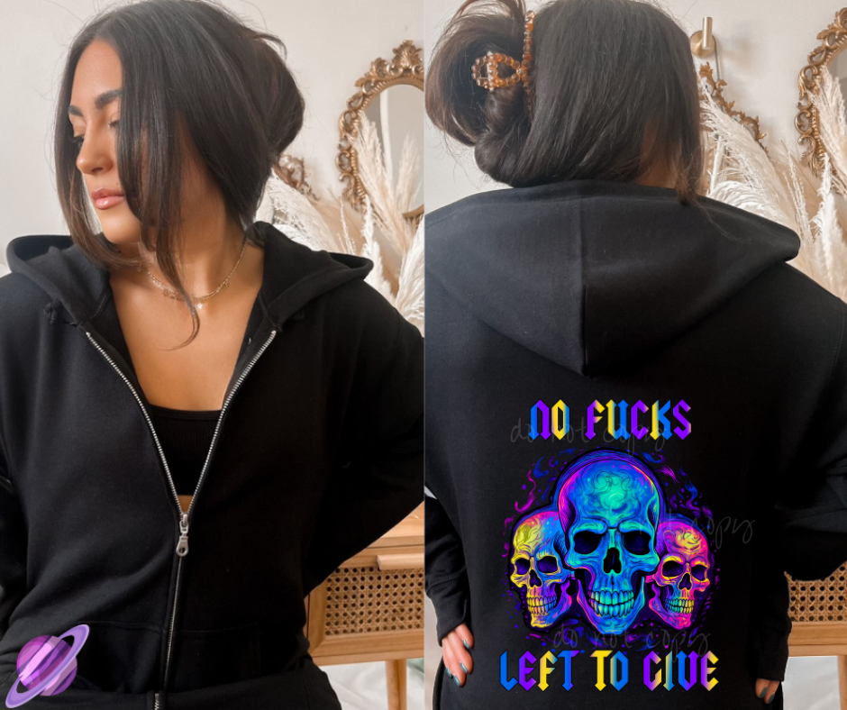 NO FUCKS - HEAVY COTTON FRONT ZIP UNISEX HOODIE PREORDER CLOSING 1/3