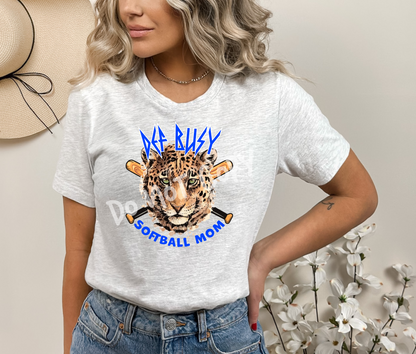 Blue Def Busy Softball Mom Tee