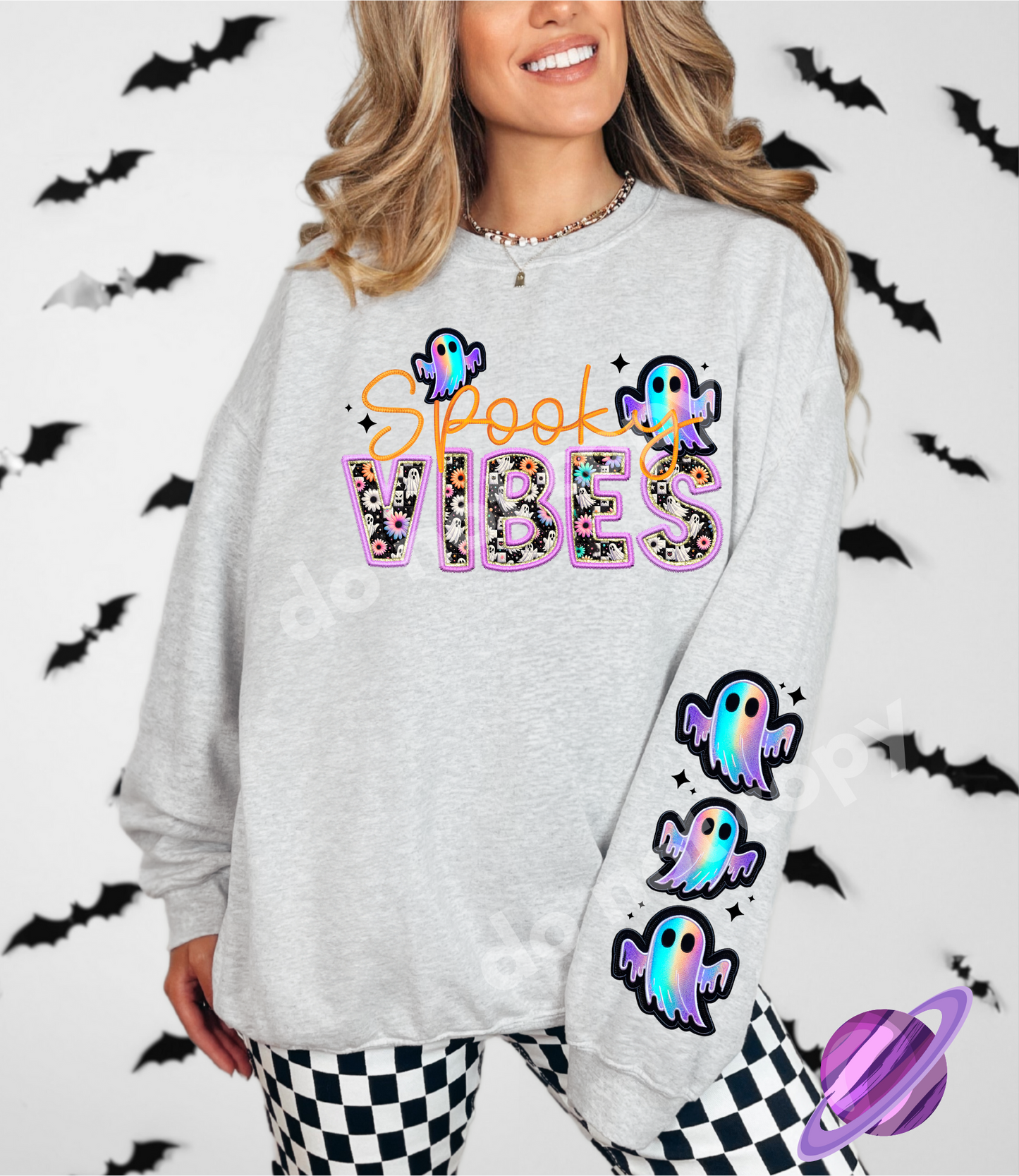 SPOOOKY FAUX EMBROIDERY SWEATSHIRTS 2