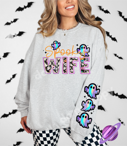 SPOOOKY FAUX EMBROIDERY SWEATSHIRTS