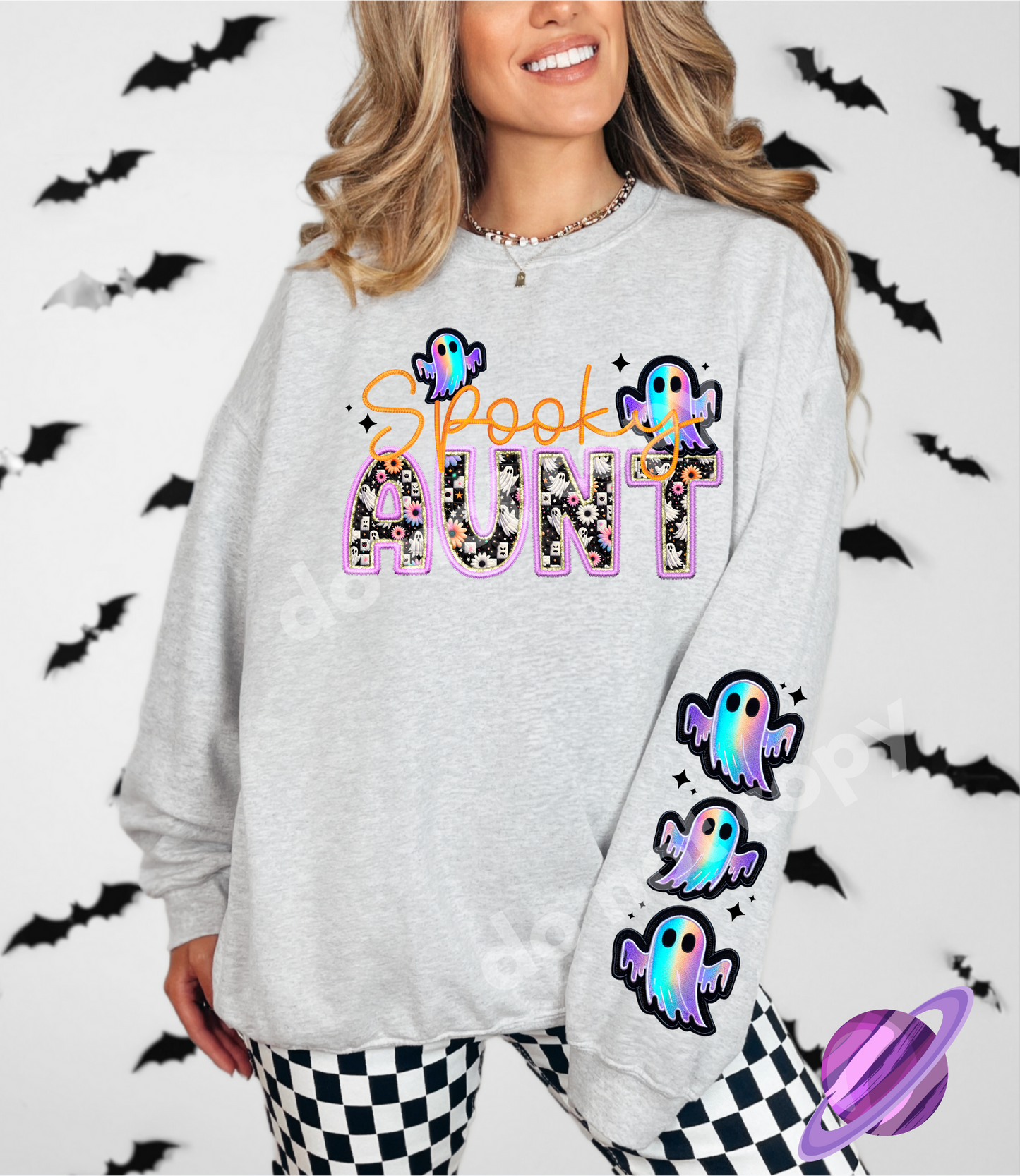 SPOOOKY FAUX EMBROIDERY SWEATSHIRTS