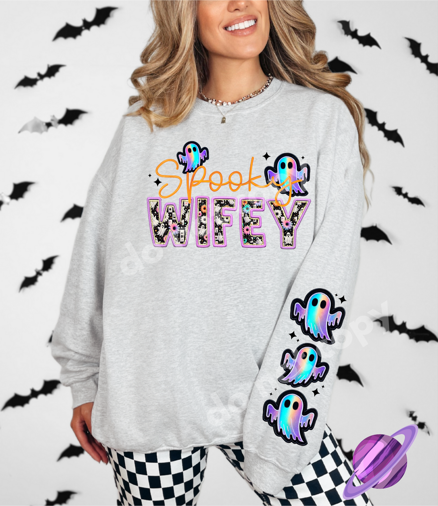 SPOOOKY FAUX EMBROIDERY SWEATSHIRTS