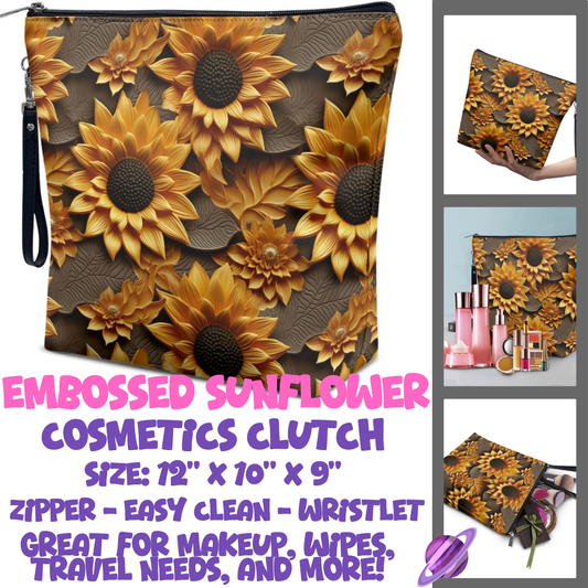 EMBOSSED SUNFLOWER - CUSTOM COSMETIC CLUTCH PREORDER CLOSES 12/16