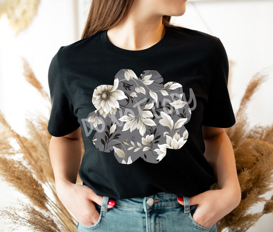 GREY FLORAL - UNISEX TEE ADULTS/KIDS