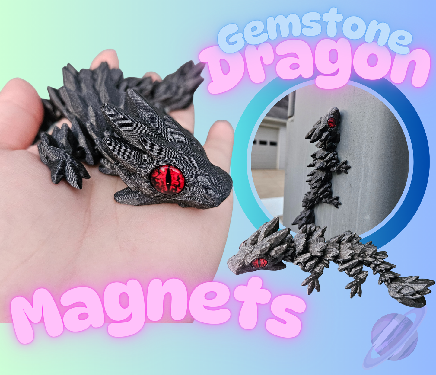 GEMSTONE DRAGON- 3D PRINTED MAGNETS
