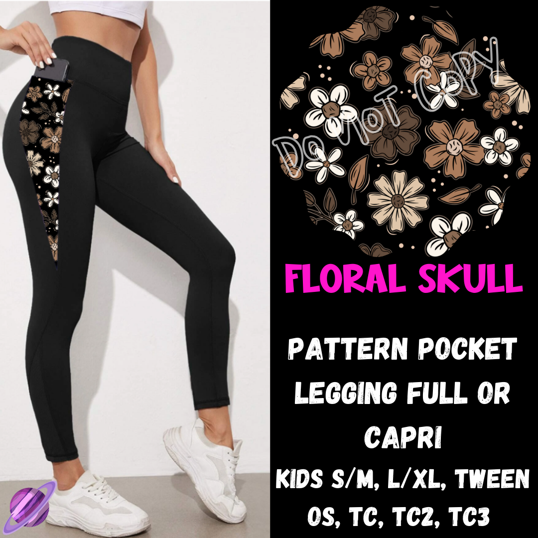 FLORAL SKULL - LEGGING/CAPRI-ZIP UP HOODIE OUTFIT RUN PREORDER CLOSES 1/26