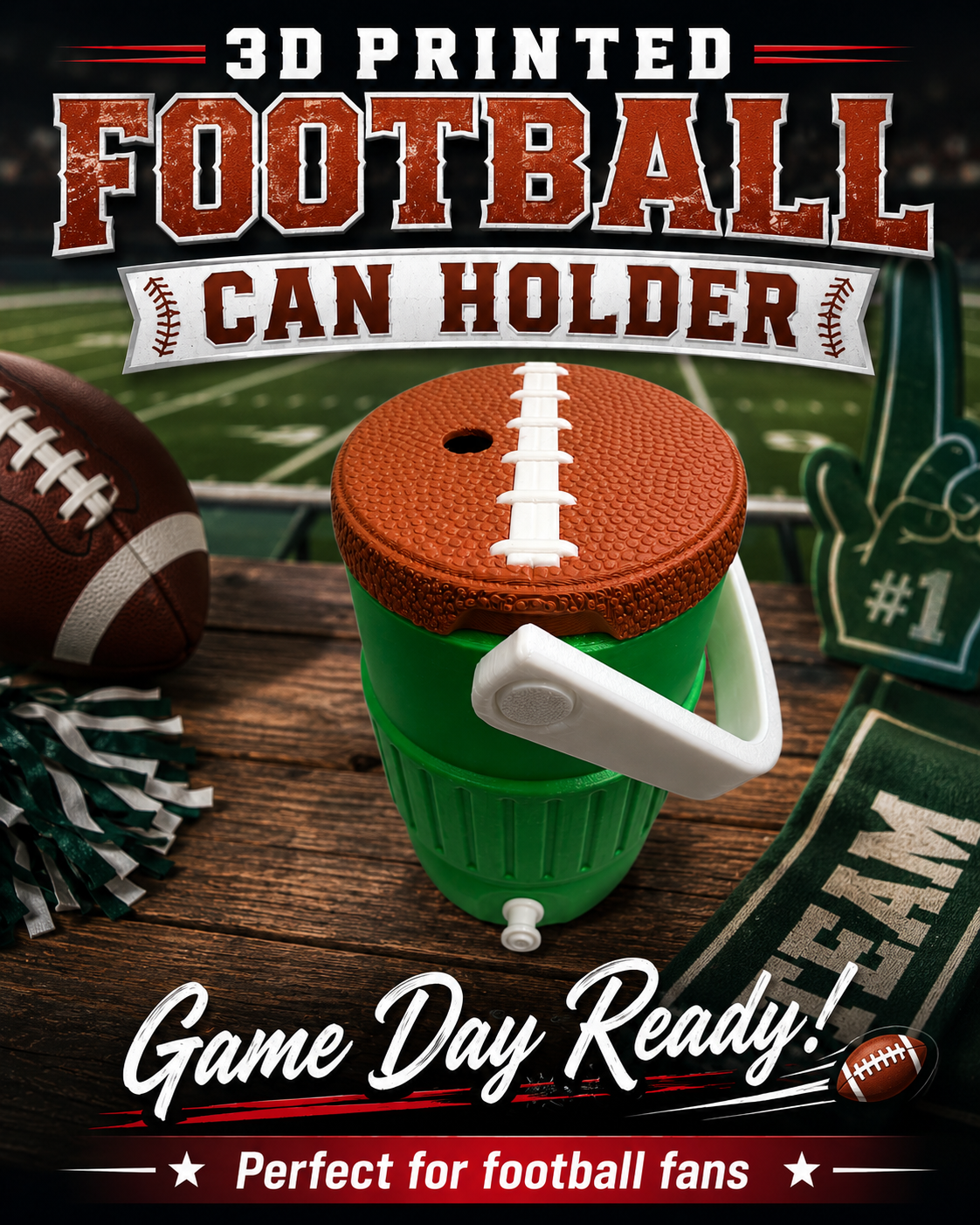SPORTS THEMED-3D PRINTED CUSTOM 12 OUNCE CAN HOLDERS