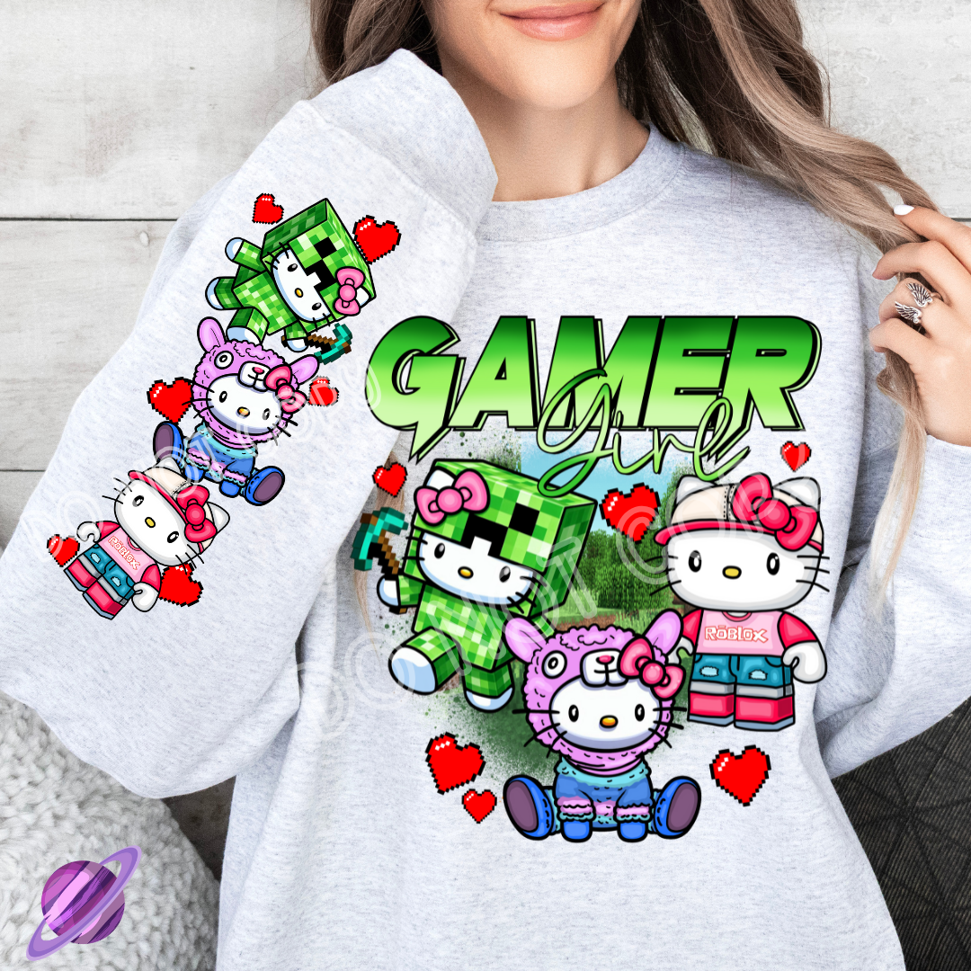 GAMER GIRL - ONE LEG SIMPLE SETS - CREWNECK SWEATSHIRT W/ SLEEVE PRINT