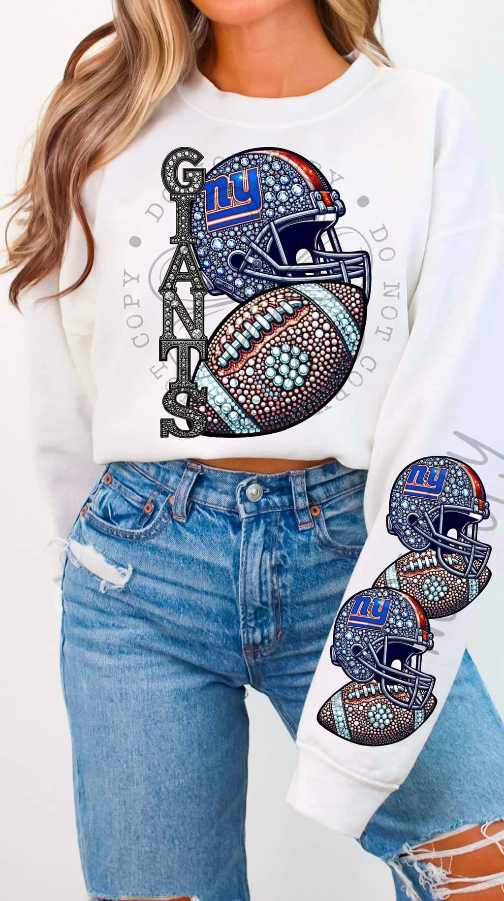 BLING NY G 1 CREWNECK SWEATSHIRT W/ SLEEVE PRINT