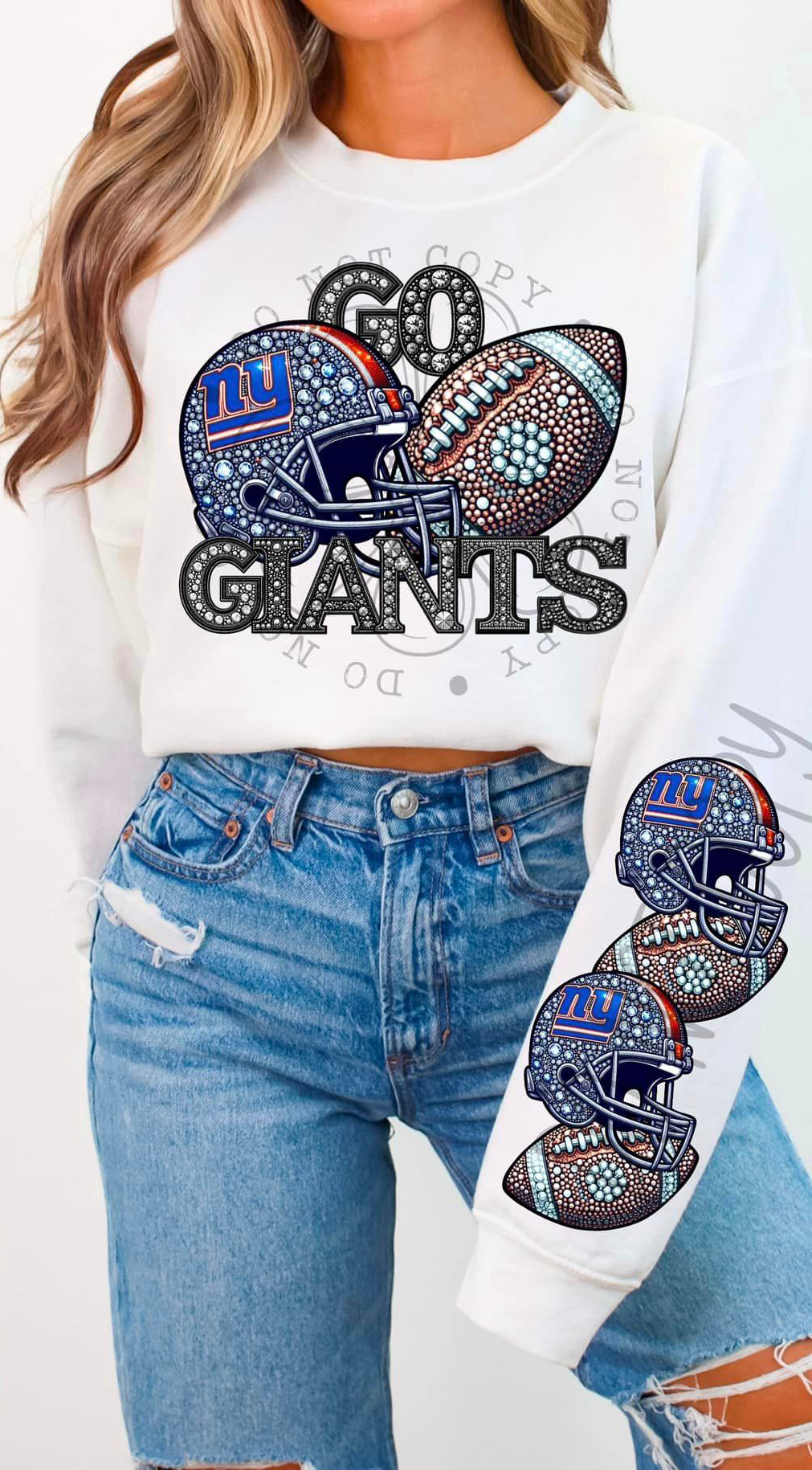 BLING NY G 2 CREWNECK SWEATSHIRT W/ SLEEVE PRINT