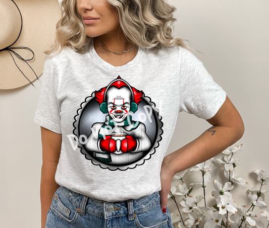 CLOWN W/ MUG-UNISEX TEE ADULTS/KIDS