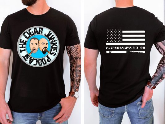 THE CIGAR JUNKIES PODCAST COLOR HEADS DOUBLE SIDED TEE