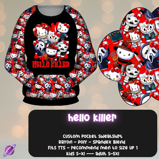 HELLO KILLER - POCKET SWEATSHIRT - KITTY COSPLAY RUN CLOSING 11/15