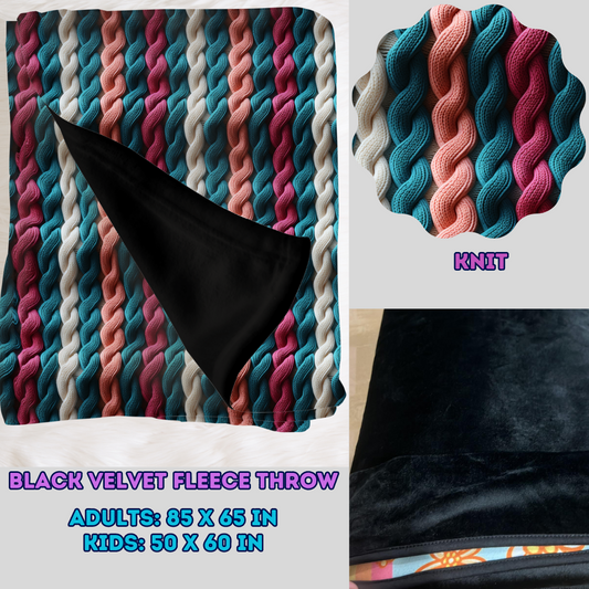 KNIT - SOFT BLACK FLEECE THROW BLANKETS