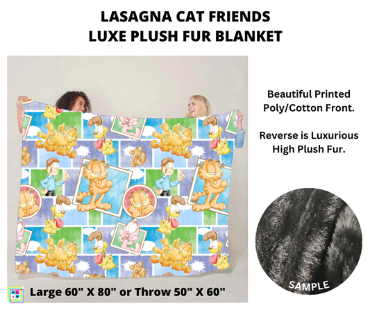 Preorder! Closes 4/25. ETA July. Lasagna Cat Friends Luxe Plush Fur Blanket 2 Sizes
