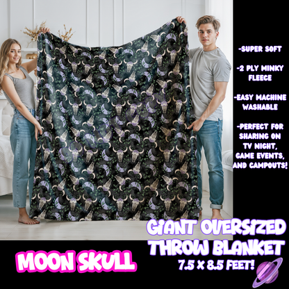 MOON SKULL - GIANT SHAREABLE THROW BLANKETS ROUND 10-PREORDER CLOSING 12/2