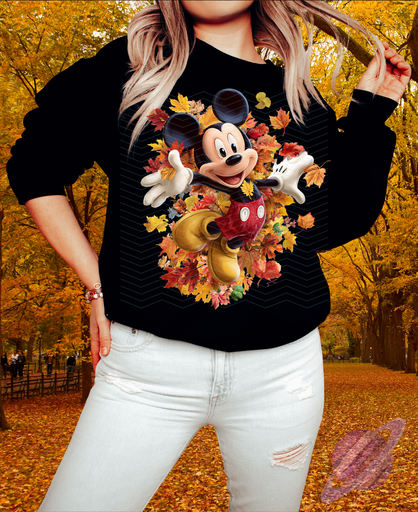 FALLING LEAVES-MOUSE LEAVES-CREWNECK SWEATSHIRT