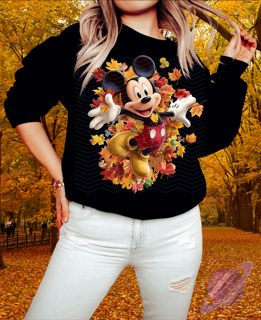 FALLING LEAVES-MOUSE LEAVES-CREWNECK SWEATSHIRT