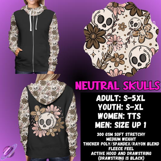 NEUTRAL SKULLS - ZIP UP HOODIE OUTFIT RUN PREORDER CLOSES 1/26