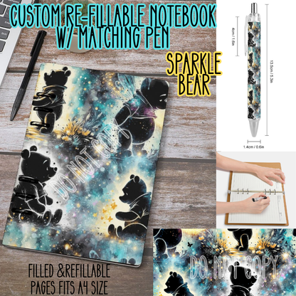 SPARKLE BEAR -Matching A5 Notebook & Pen Set Round 3 Preorder Closing 11/3