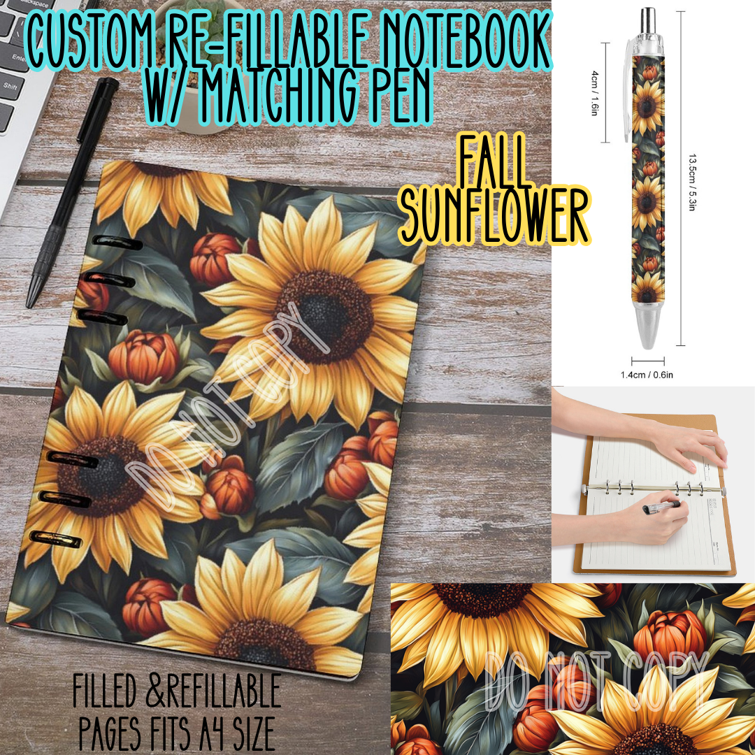 FALL SUNFLOWER-Matching A5 Notebook & Pen Set Round 3 Preorder Closing 11/3