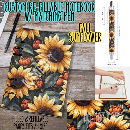 FALL SUNFLOWER-Matching A5 Notebook & Pen Set Round 3 Preorder Closing 11/3