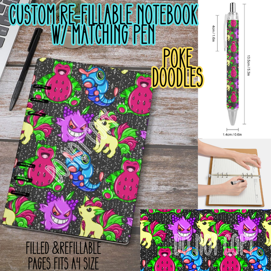 POKE DOODLE -Matching A5 Notebook & Pen Set Round 3 Preorder Closing 11/3